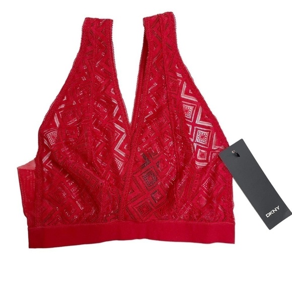 DKNY Pure Lace Bralette in Brick Red Small New - Picture 2 of 8